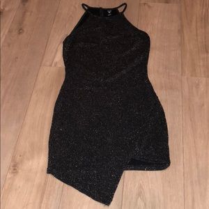 Body Con Asymmetrical Glitter Dress